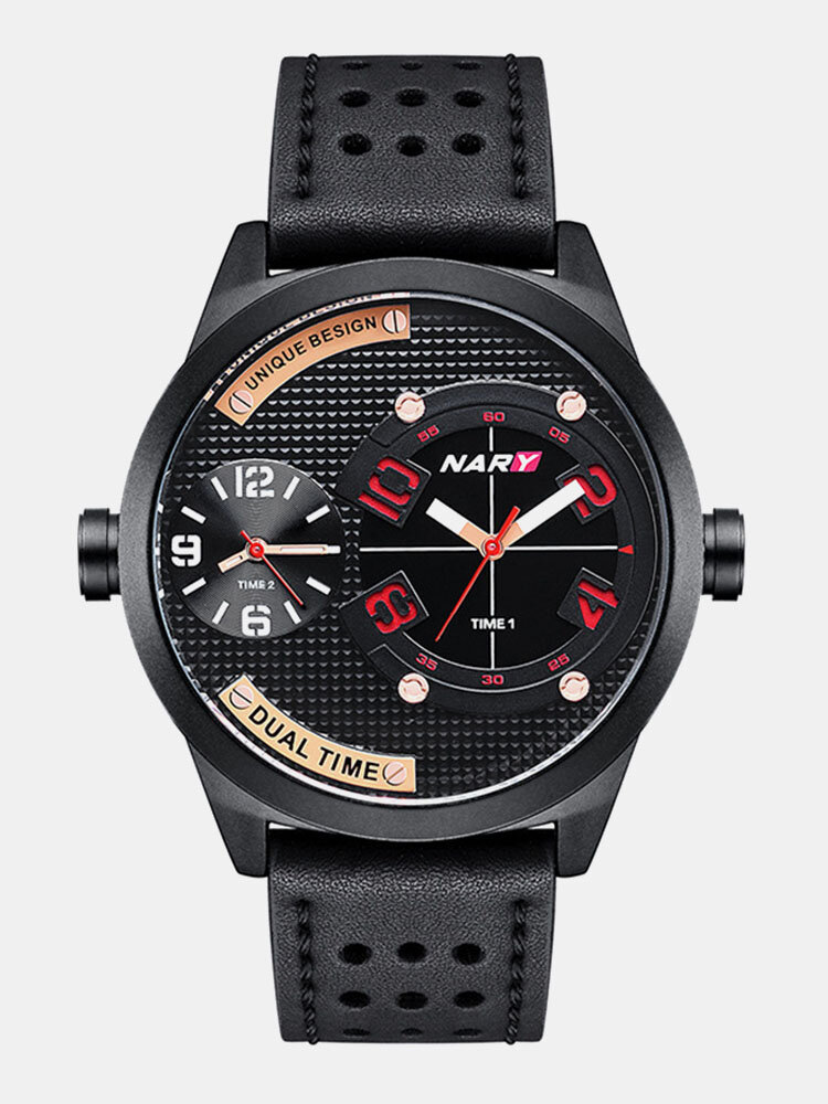 3 Colors Leather Alloy Men Casual Business Watch Waterproof Luminous Pointer Quartz Watch