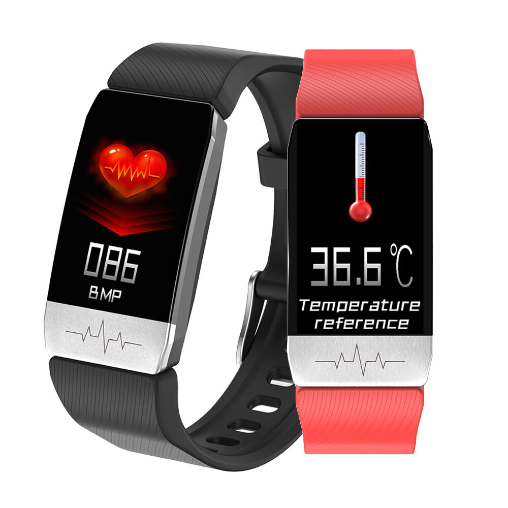 

Thermometer ECG Monitor Heart Rate Blood Pressure SpO2 Monitor Health Care GPS Run Route Track Smart Watch, Black;red;blue