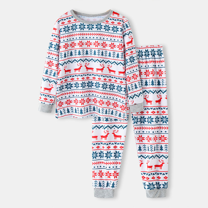 

Kid's Elk Christmas Print Casual Pajama Set For 2-10Y, As picture