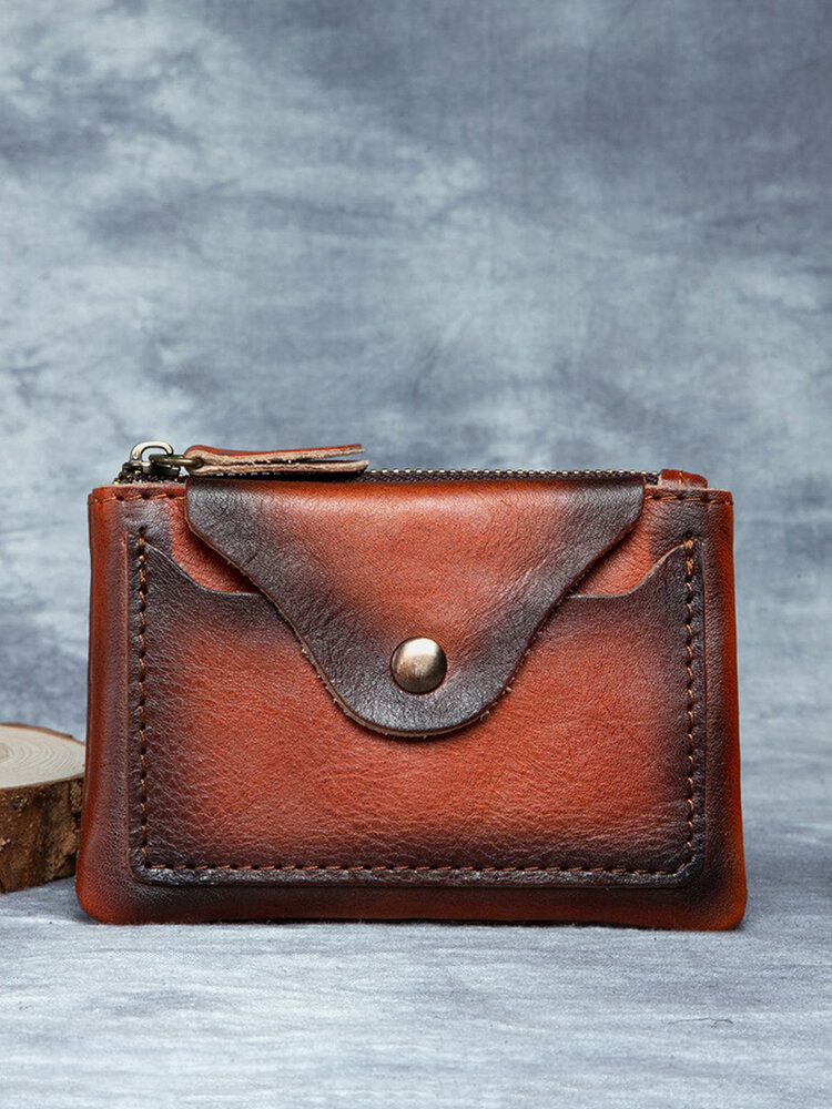 Menico Men's Leather Zip Coin Purse Slim Short Small Wallet Hand Key Case