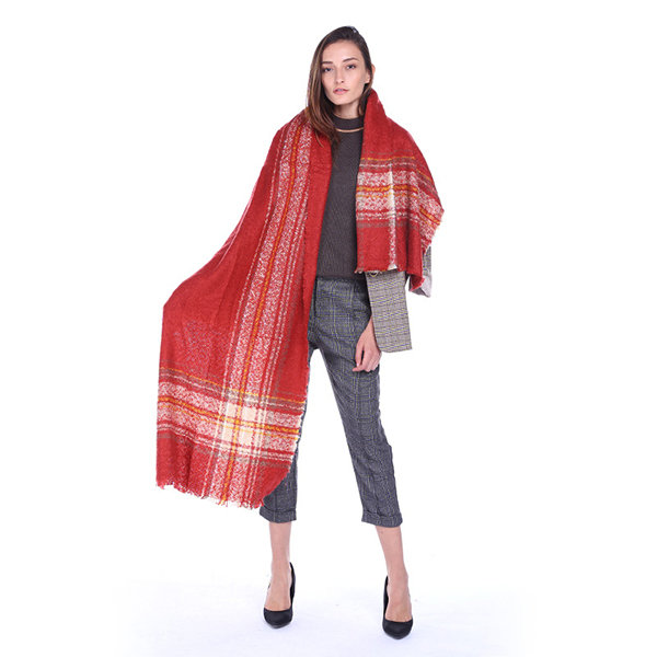 Women's Fibres Scarf Striped Tassels Shawls And Scarves Patchwork Thickening Warm Scarf