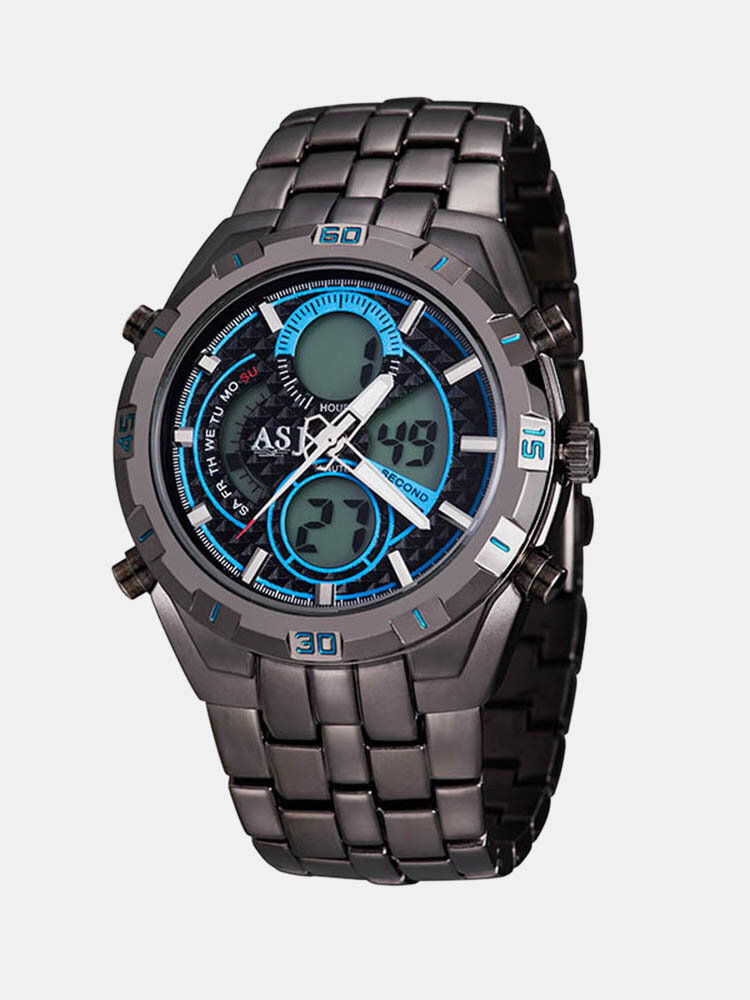 Sports Men Watch Double Display Chronograph Dive Alarm Multifunctional Quartz Watch