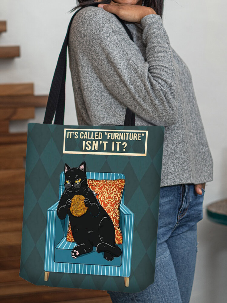 Women Cat Pattern Print Shoulder Bag Handbag Tote