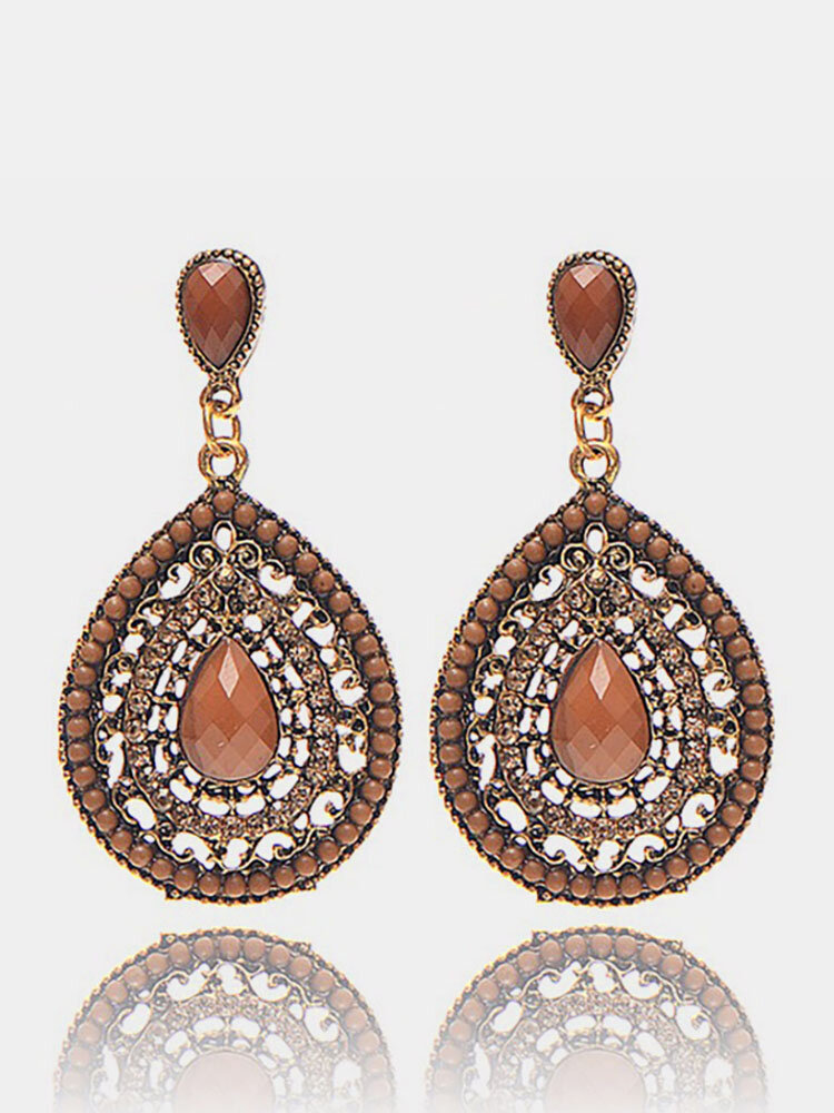 Bohemian Water Drop Diamond Earrings Rhinestone Shiny Ear Drop For Women