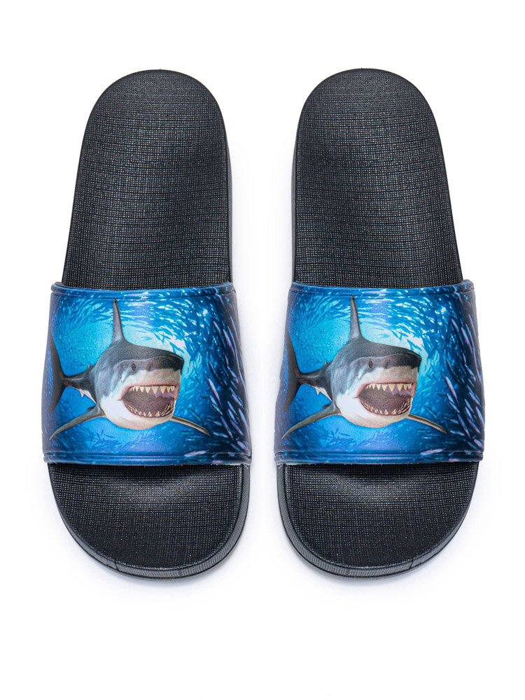 Men Home Printing Dolphin Pattern Slip On Casual Slippers