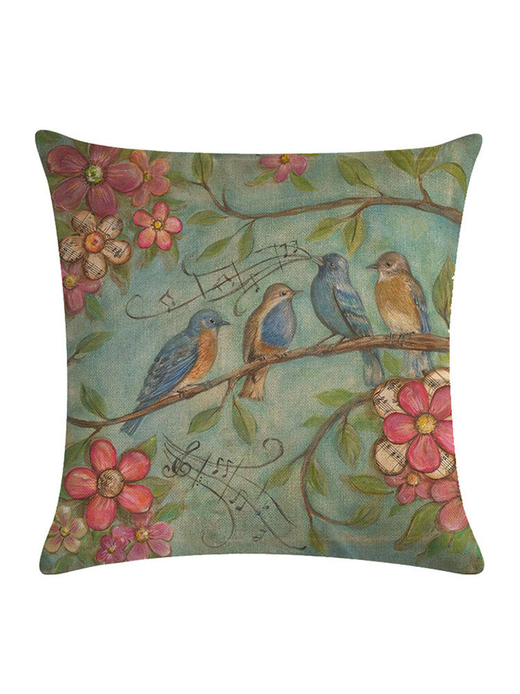Bird Cage 45 * 45cm Funda de cojín Lino Throw Pillow Coche Decoración del hogar Funda de almohada decorativa