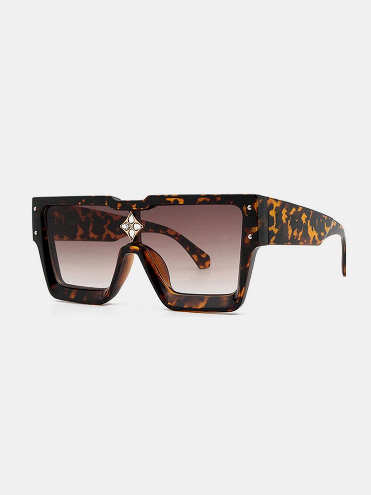 Men Casual Fashion Outdoor UV Protection One Piece Diamond Accessories Square Sunglasses