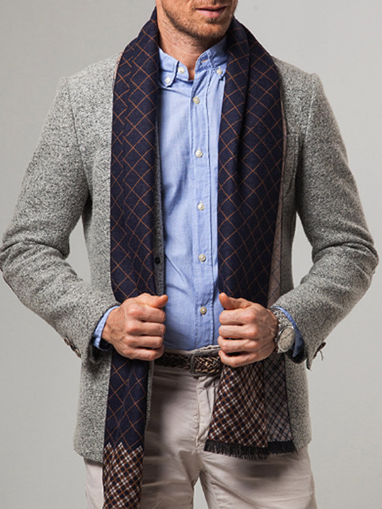 男性カシミアカジュアルユニバーサルビジネスColorfulClassicチェック柄パターンは暖かいスカーフを保ちます