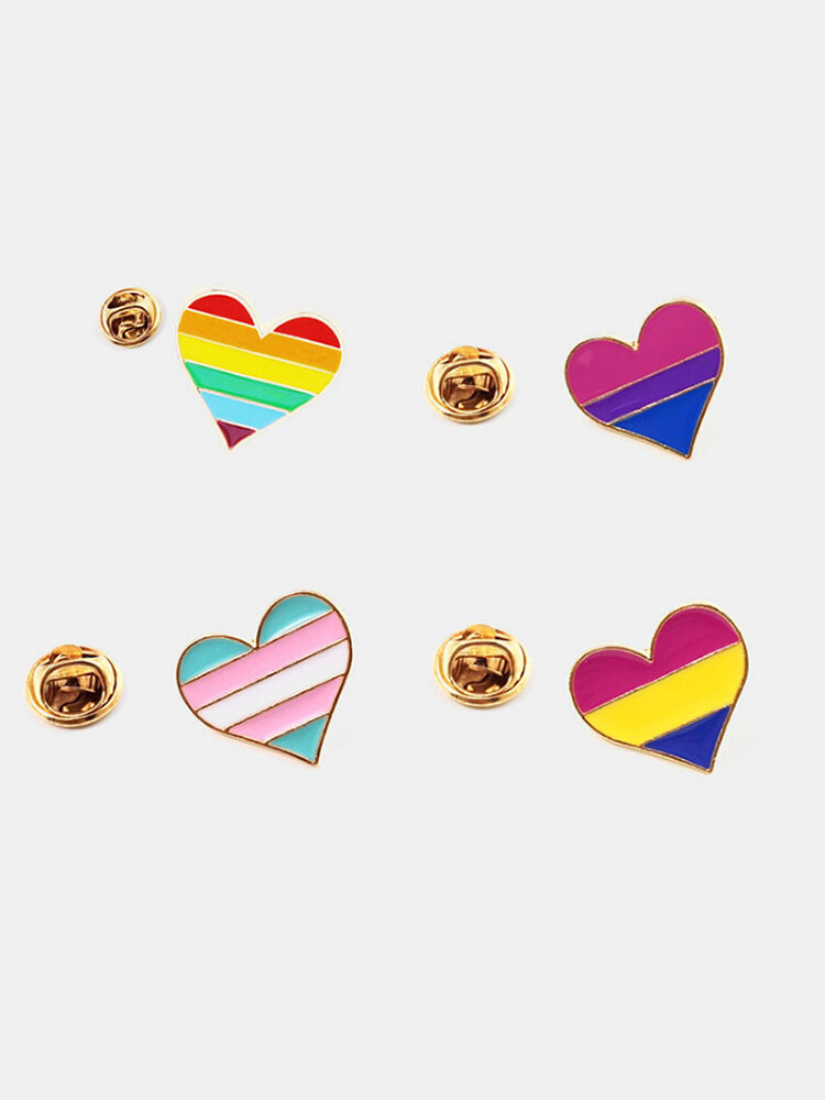 Creative Cute Heart Shaped Letter Badge Brooch Rainbow Love Brooch Women Jewelry