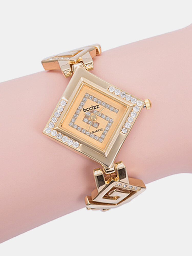 Trendy Elegant Women Watch Diamond Steel Band Unique Rhombus Quartz Bracelet Watch