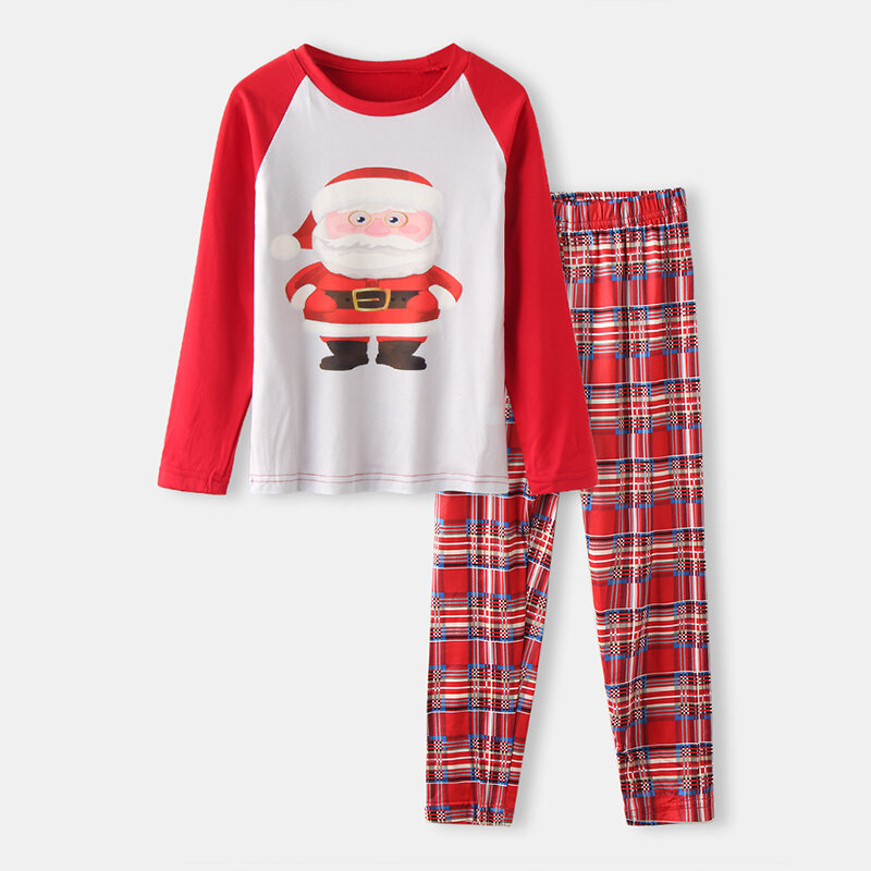 Kids Cartoon Christmas Print Long Sleeves Casual Pajama Set For 2-12Y