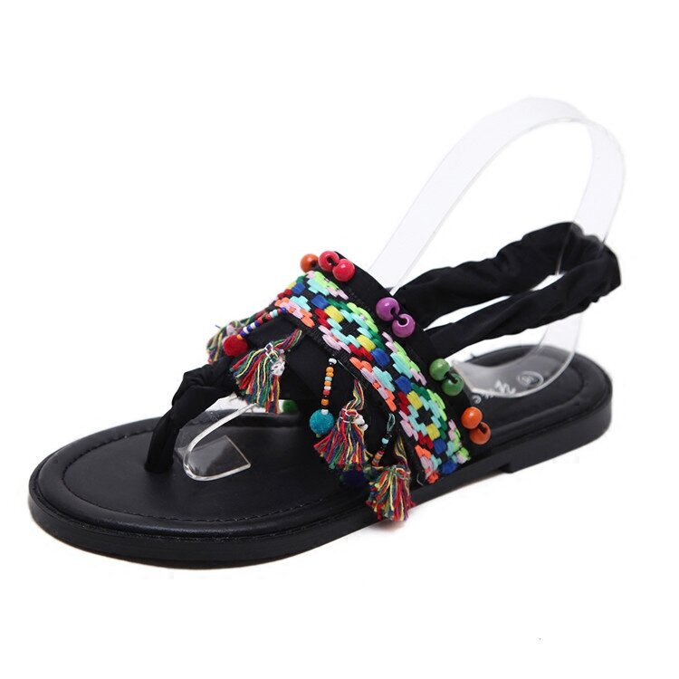 Colorful Bohemian Black Retro Sandals