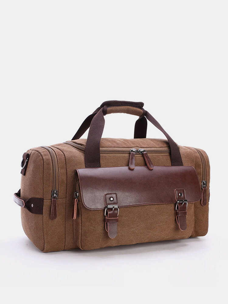 

Menico Men's Washed Canvas Casual Travel Bag Shoulder Crossbody Bag Large Capacity Hand Luggage Bag, Black;khaki;coffee;blue;wine red;gray