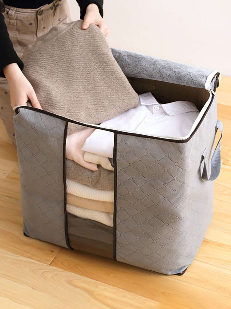 حقيبة التخزين عالية السعة الملابس لحاف حقائب الخيزران المنظم حقائب التخزين المحمولة