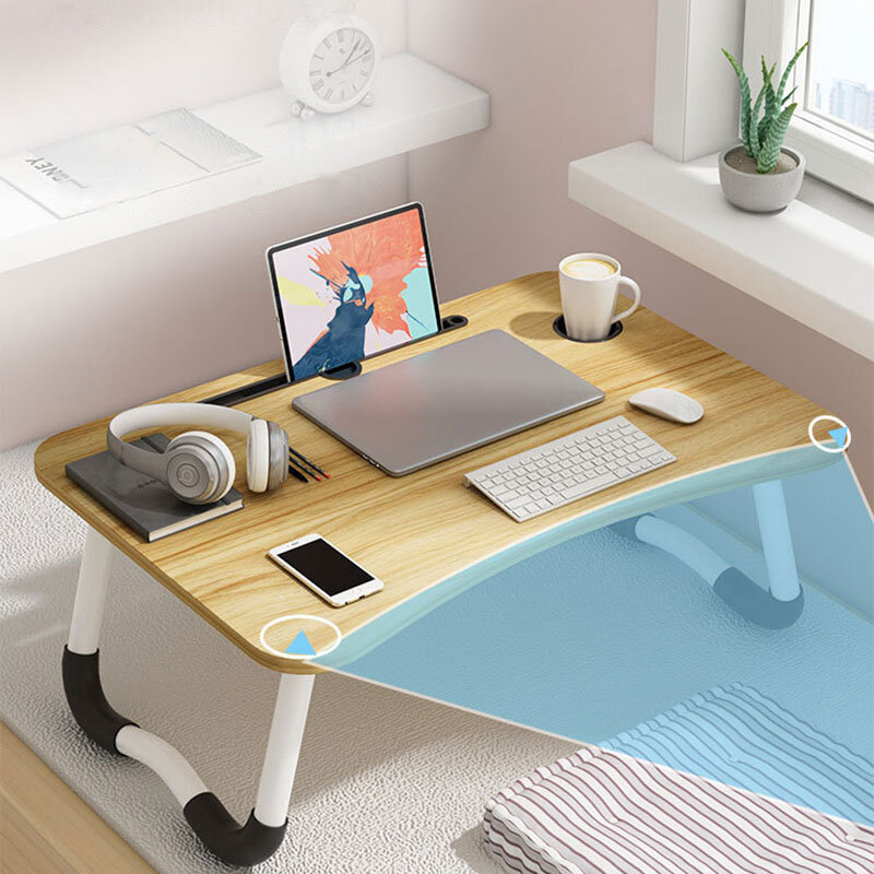 

Adjustable Standing Office Desk Bed Small Table Folding Table Lazy Simple Desk Bedroom Laptop Table Desk Seat, Black;khaki;pink;coffee;blue