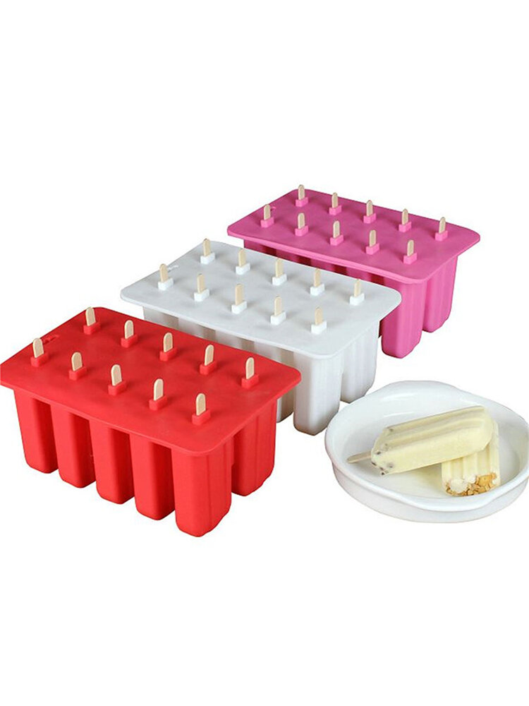 10 Grids Silicone Mold Ice Cream Tray Ice Mould With Cover Kitchen Mold Ice Cream Maker