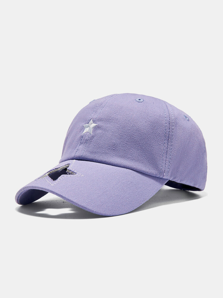 Unisex Cotton Fashion Casual Five-pointed Star Hollow Embroidery All-match Couple Baseball Cap