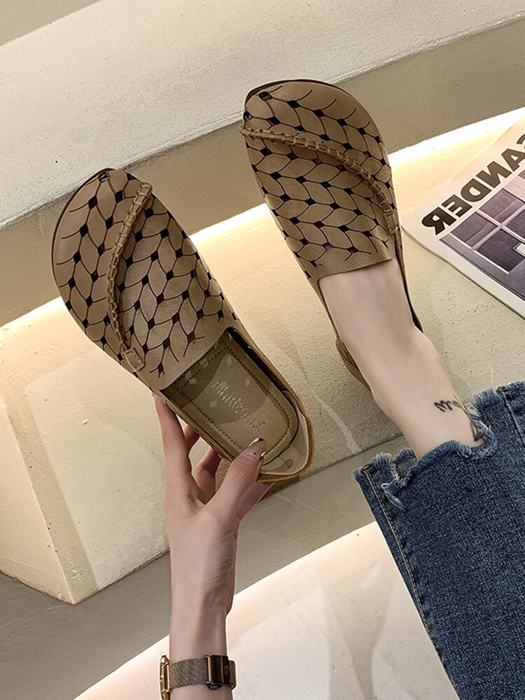 Casual Daily Solid Color PU Breathable Hollow Slip On Lightweight Women's Flat Shoes
