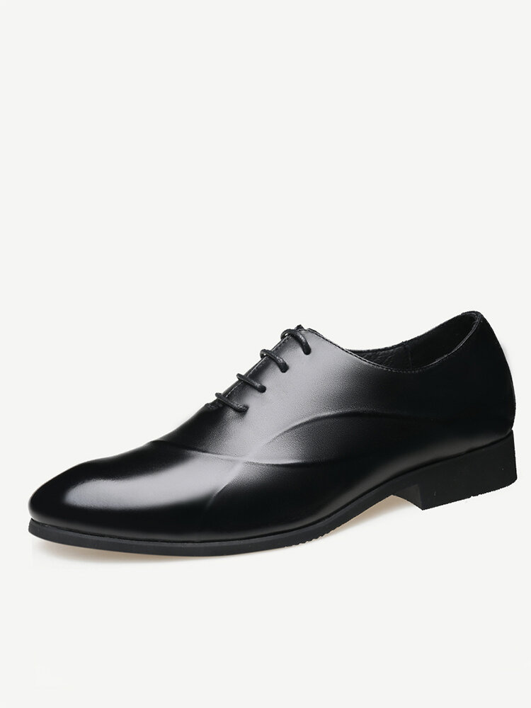 Men Pure Color Leather Slip Resistant Business Casual Formal Dress Shoes