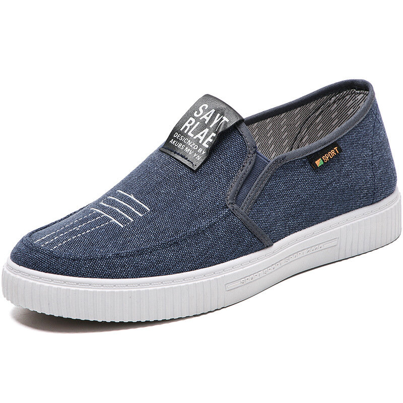 Men Pure Color Canvas Breathable Comfy Slip On Casual Shoes