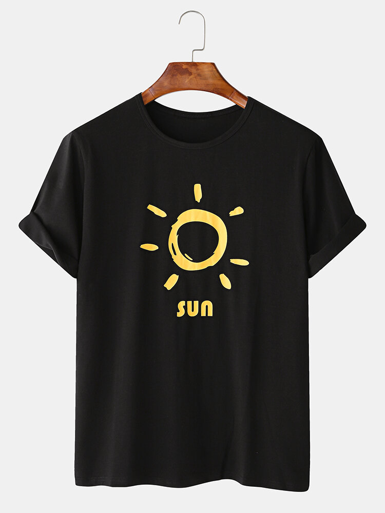 Mens Funny Sun Cartoon O-neck T-shirts on sale-NewChic