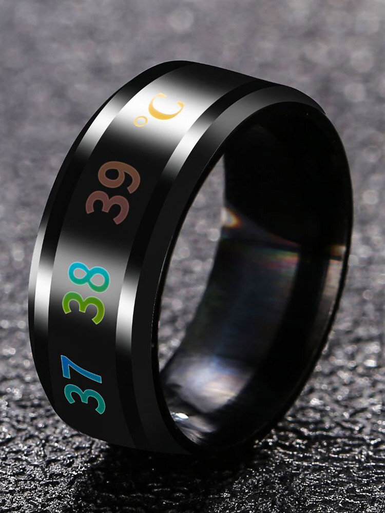 

Trendy Simple Smart Temperature Change Color Circle-shaped Stainless Steel Ring, Gold;silver;rose gold;blue;black