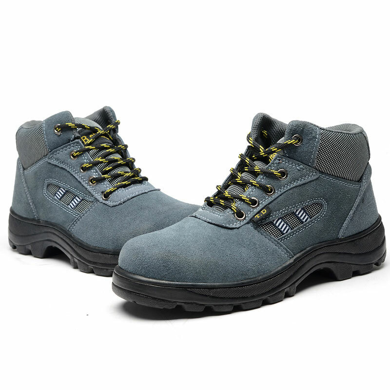 Men Synthetic Suede Non Slip Steel Toe Safety Shoes Casual Labor Shoes