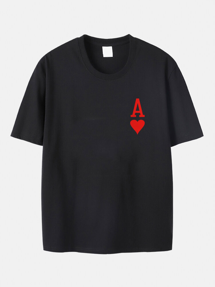

Plus Size Ace Of Hearts Print T-Shirts, Black;white