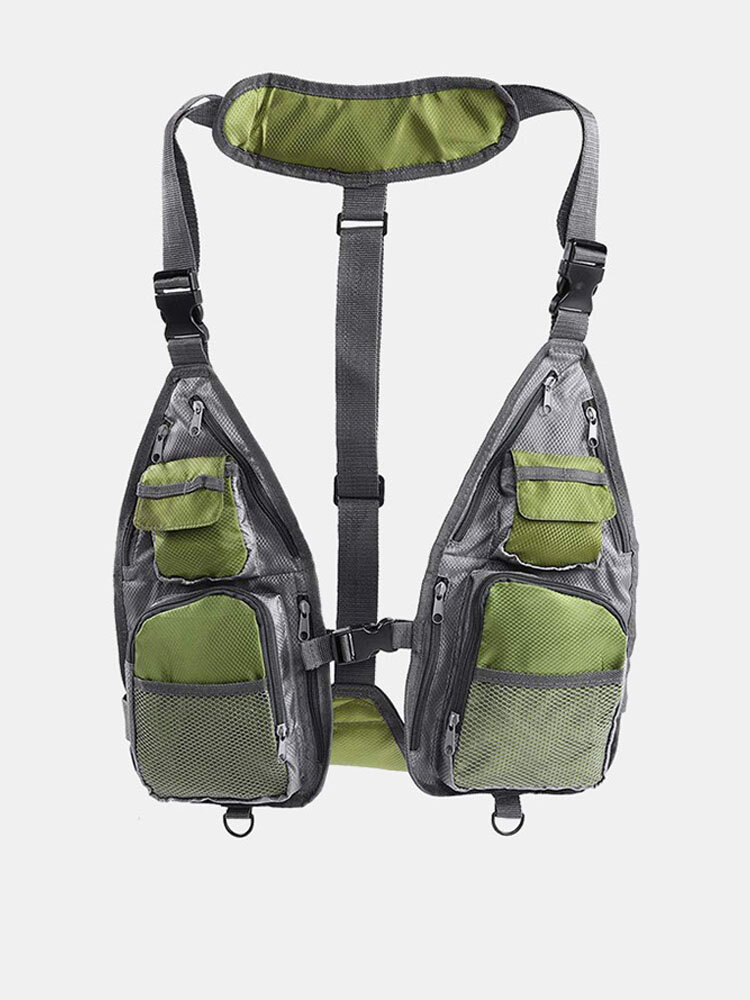 Men Oxford Breathable Multifunctional Fishing Vest Multi-pocket Backpack