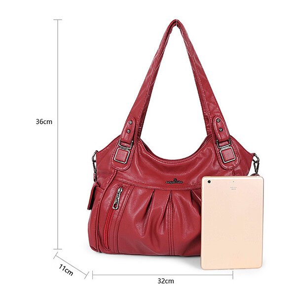 Women Casual Shoulder Bag Solid Multi-pockets Crossbody Bag