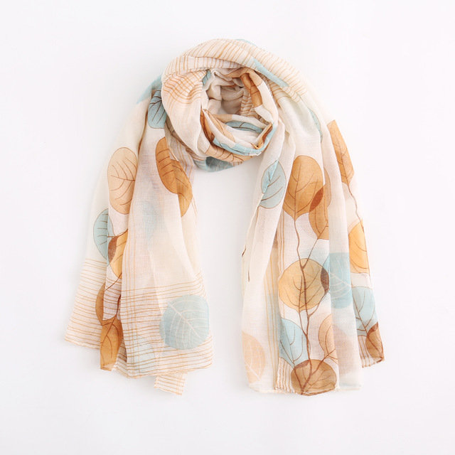 New Fashion European And American Country Seasons Style Leaf Pattern Wild Soft Yarn Scarves Scarf