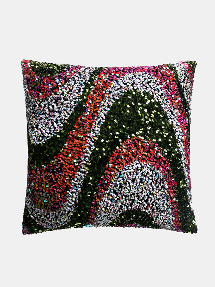 

1Pc High-precision Color Big Wave Embroidery Sequin Pillowcase Bedroom Living Room Sofa Cushion Cover