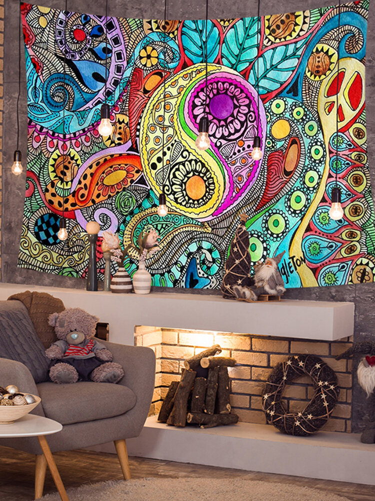 

Colorful Abstract Sun God Taiji Diagram Tapestries Beach Towel Yoga Towel Living Room Art Decor