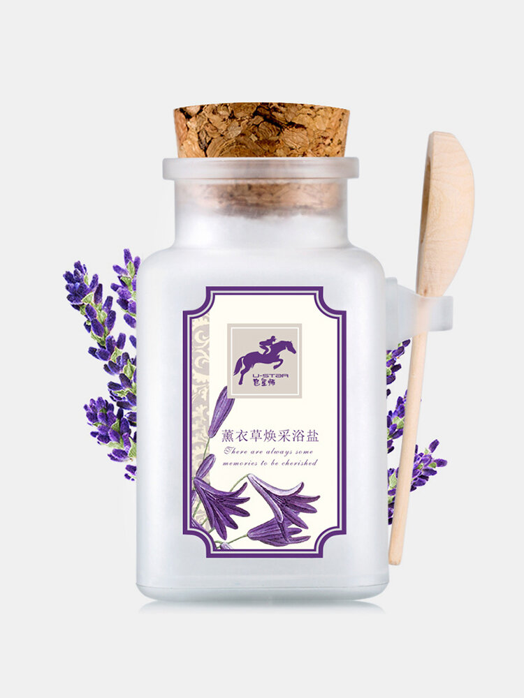 Nature Lavender Bath Salt Oil Control Exfoliate Acne Body Care Bath Salt With Spoon
