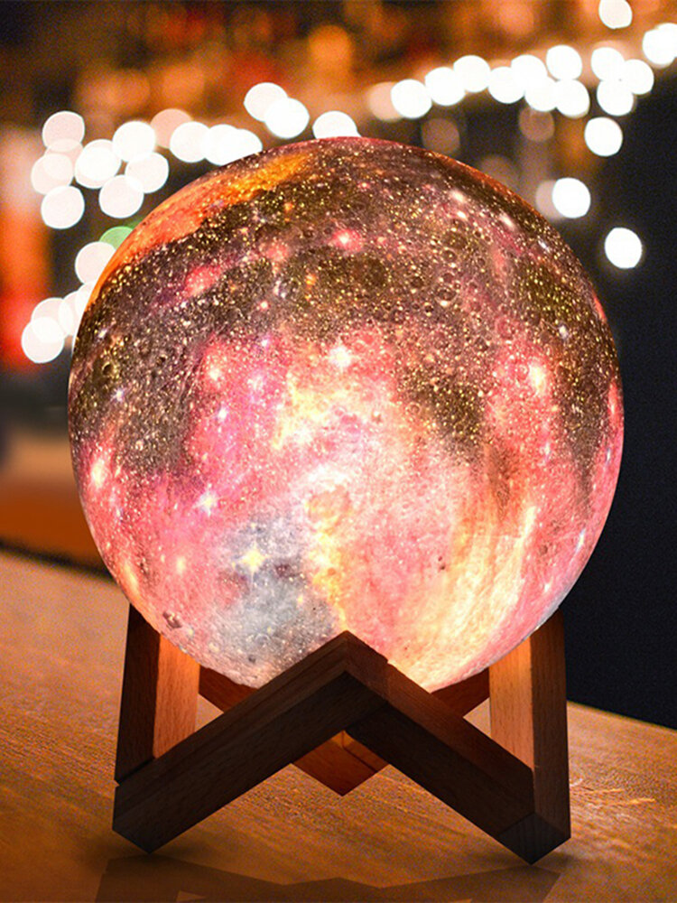 New 3D Printing Moon Lamp Space LED Night Light Remote Control USB Charge Valentine Gift