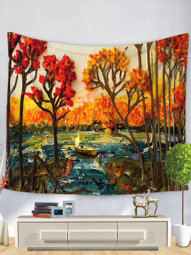 3D Watercolor Landscape Painting Tapestry Wall Hanging Home Bedroom Art Decor Tapestry Picnic Mat