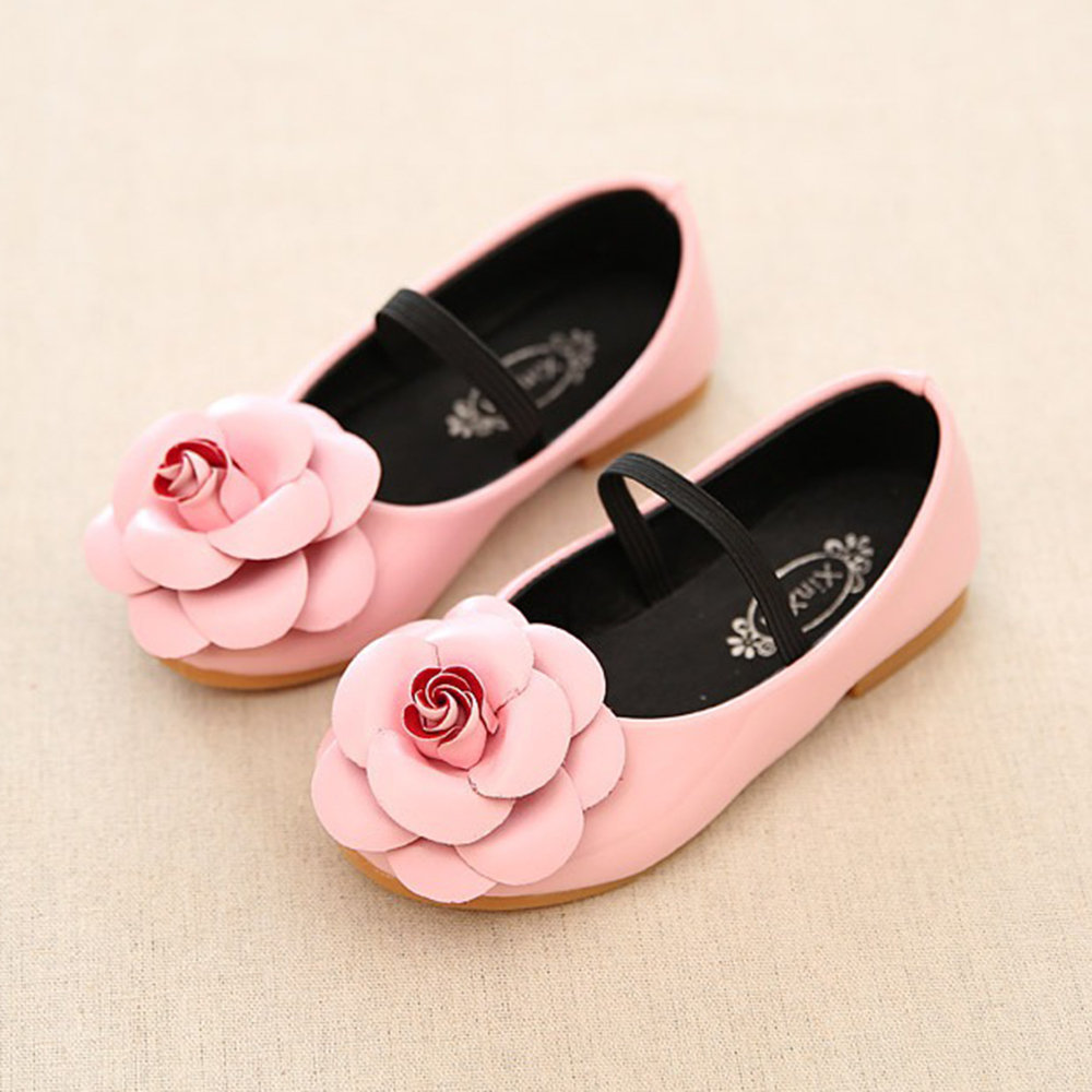 Girls Flower Decor Elastic Band Princess Comfortable Flat Shoes