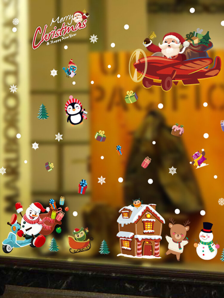 Miico SK9245 Christmas Sticker Cartoon Animals Wall Stickers Removable For Christmas Decoration