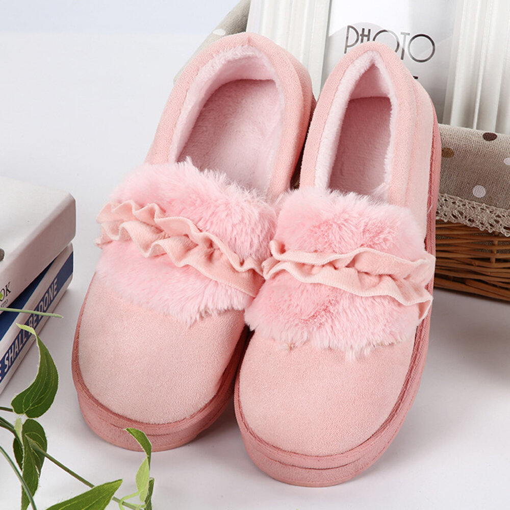 Furry Suede Slip On Keep Warm Home Flat Shoes