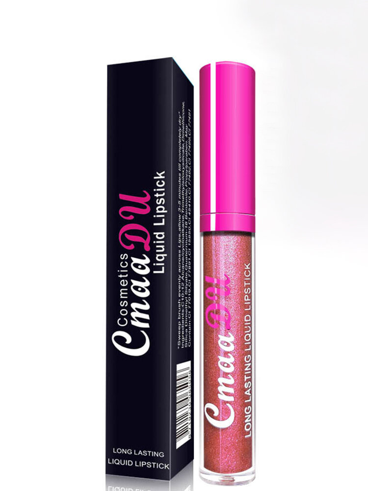 CmaaDu 12 Colors Metallic Lip Gloss Gold Sparkle Nude Long Lasting Waterproof Matte Liquid Lipstick