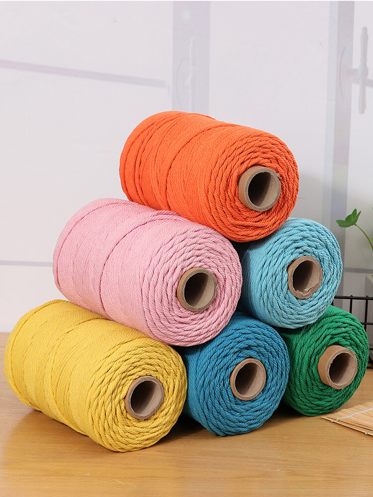

1Pc 200mx4mm Color Cotton Rope Cotton Thread Braiding Rope Hand DIY Decorative Rope Tapestry Weaving Rope, Green;light blue;orange;yellow;blue;pink
