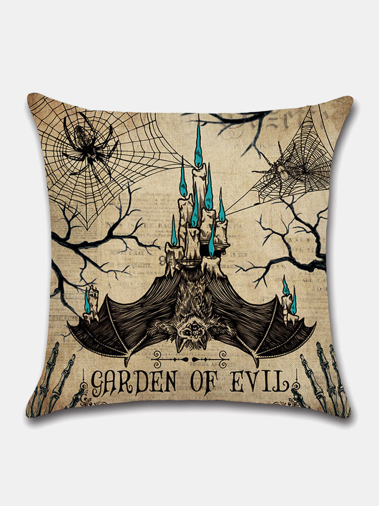 1 PC Retro Linen Halloween Decoration In Bedroom Living Room Cushion Cover Throw Pillow Cover Pillowcase