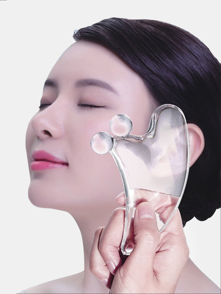 

Crystal Gua Sha Board Facial Eye SPA Massage Face Lift Resin Facial Care Tool, White;pink;blue