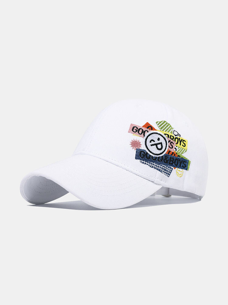 Unisex Cotton Solid Color Smile Face Letter Pattern Embroidery Sunscreen Fashion Baseball Cap