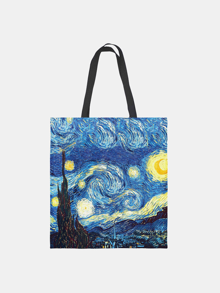 

Men Canvas Sunflower Sea Wave Pattern PrintedShoulder Bag Handbag Tote
