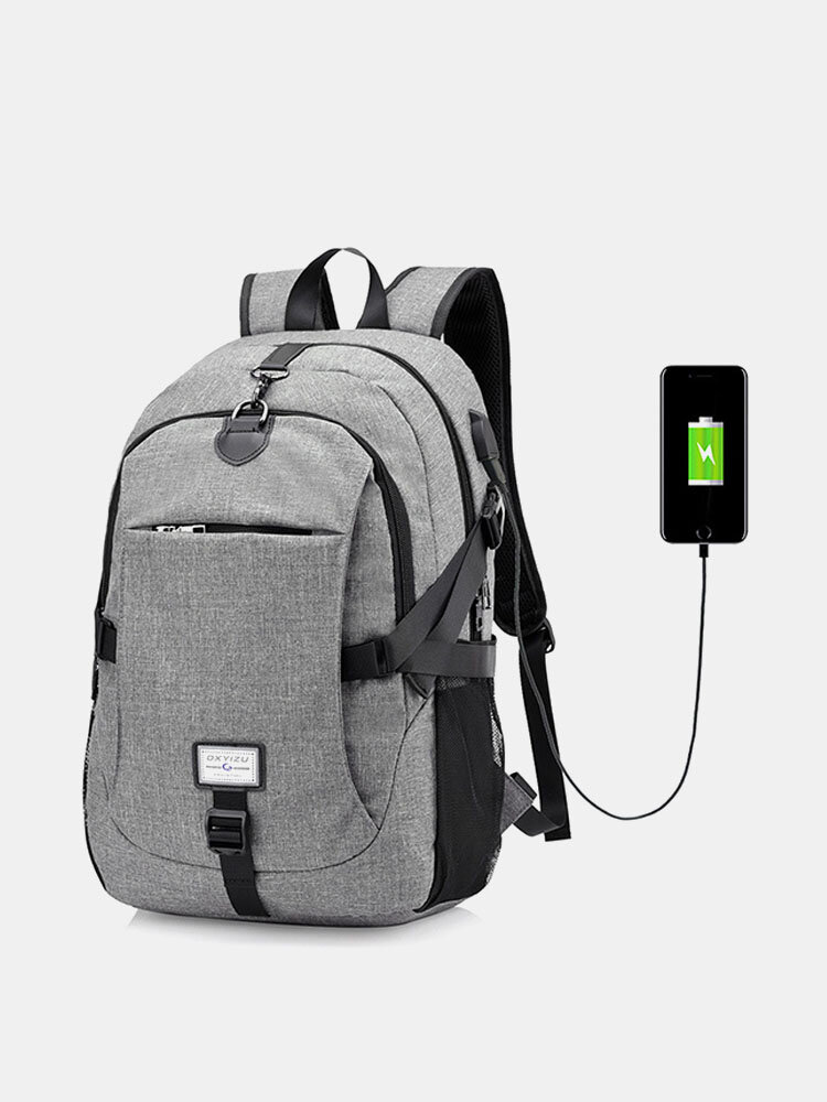 17 Inch Nylon Laptop Bag With USB Charger Casual Business Backpack For Men Women