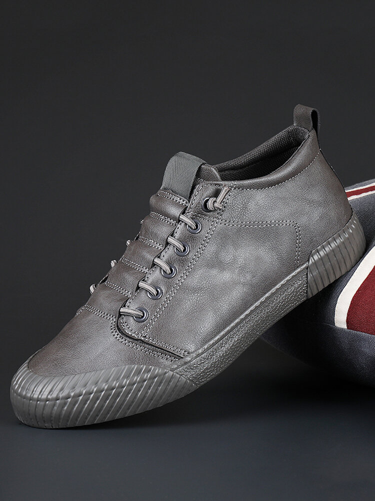 

Men Brief Microfiber Leather Pure Color Non Slip Casual Skate Shoes, Black;gray;coffee;khaki