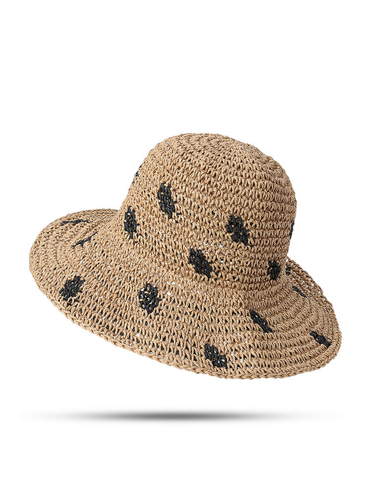 Women Foldable Sunscreen Bucket Straw Hat Outdoor Casual Travel Beach Sea Hat