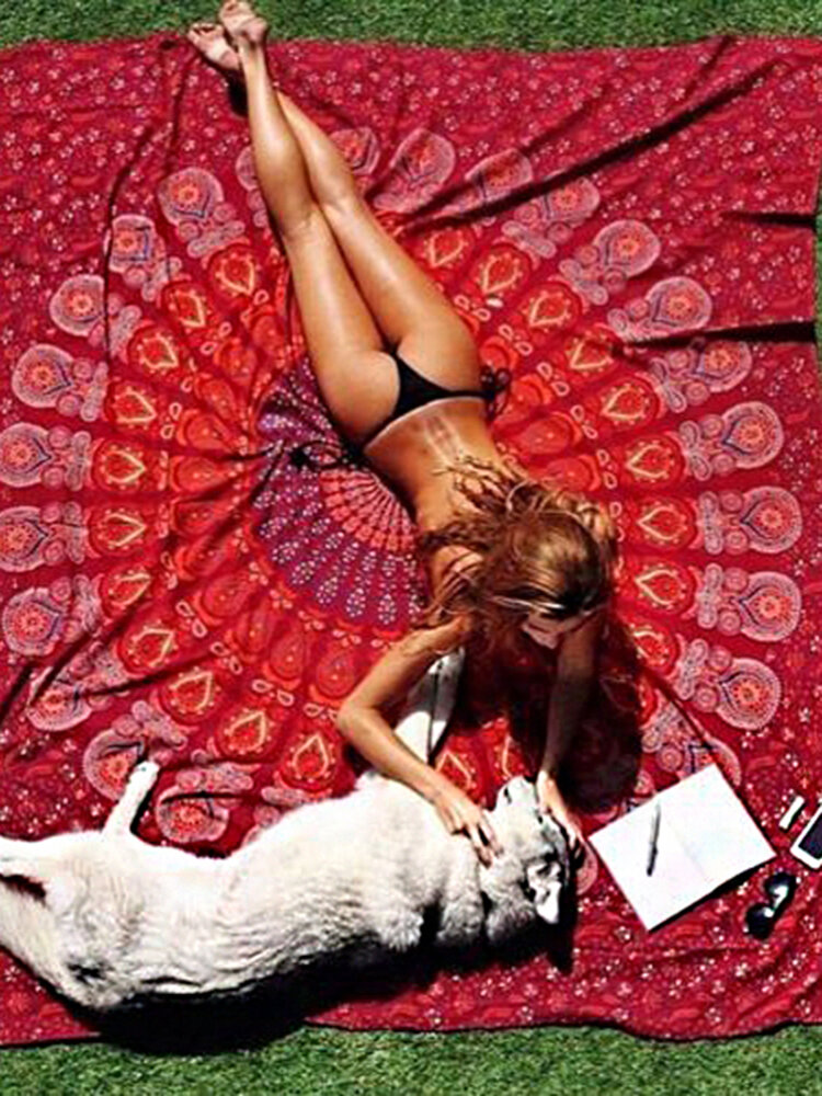 59 × 83 '' بوهيمي شاطئ رقيق شيفون Yoga منشفة ماندالا مستطيل ملاءة سرير نسيج