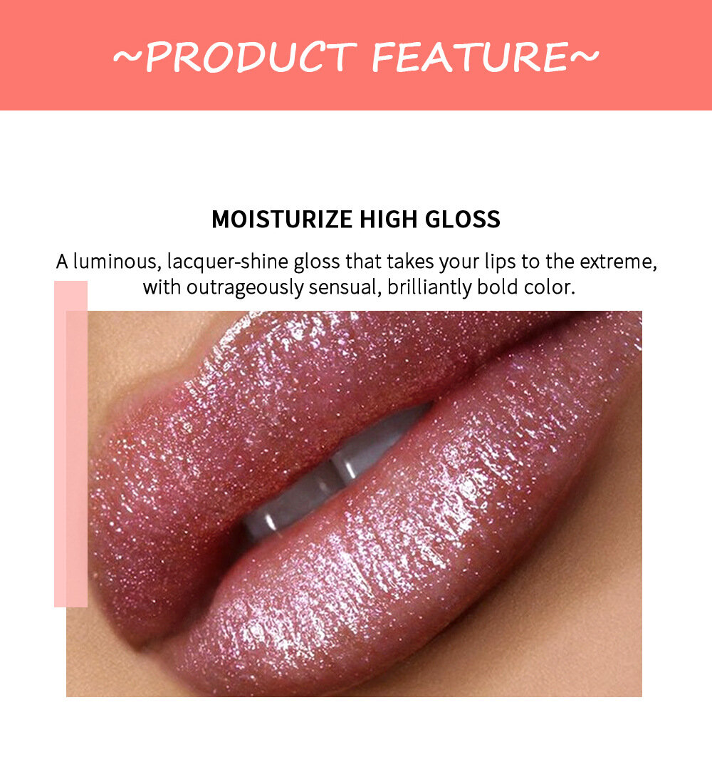 10 Colors Waterproof Lasting Non-Stick Glittering Lip Gloss and Glaze